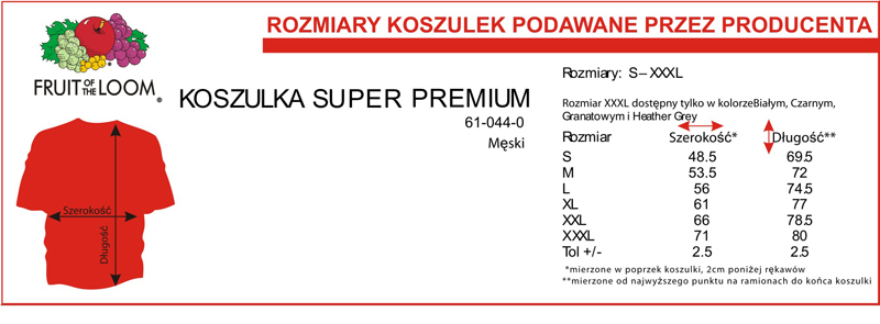 rozmiarówka producenta